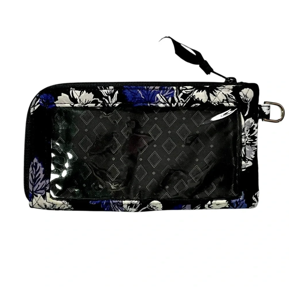 Vera Bradley Black Floral Quilted Zip Wallet Wristlet ID Card Holder - Picture 3 of 3
